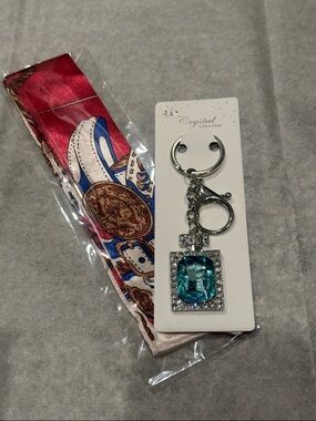 Blue Gem Keychain with Silver Hardware